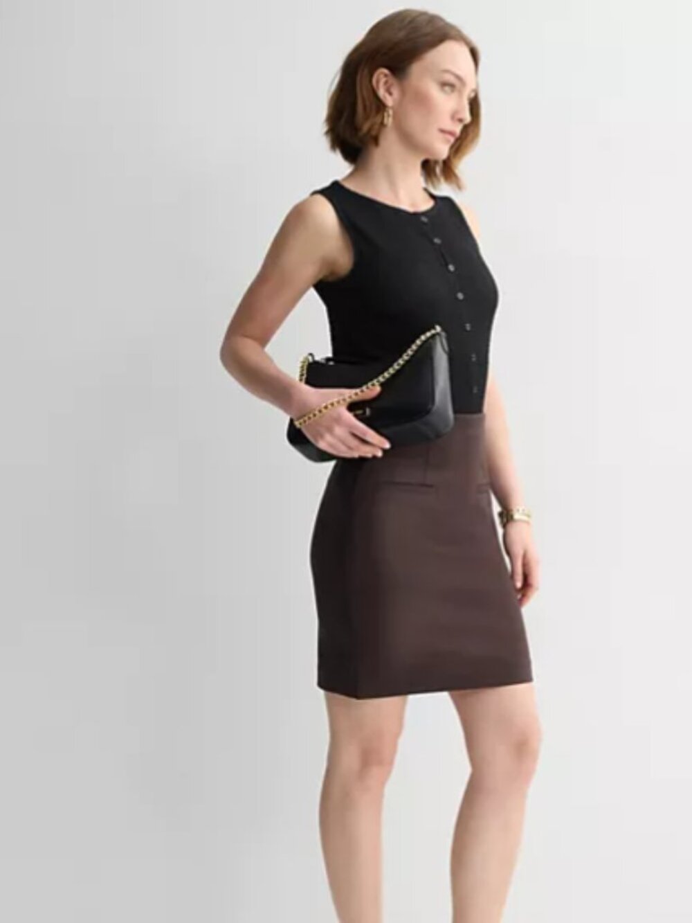 Women's Nine West Tailored Brown Pencil Mini Skirt
